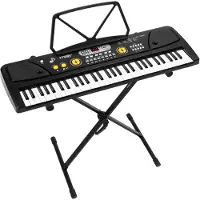 Max Keyboard piano kinderen - KD61 - Keyboard met 61 toetsen - Keyboardstandaard en oplaadbare accu - Zwart