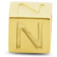New Bling 9NBG-912N Gouden Kubus met Letter N - 3,8mm - hanger - 14 Karaat - Goud