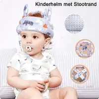 Allernieuwste.nl Baby Valhelm Hoofdkussen Kinderhelm met Stootrand - Hoofdband Baby - Groen-Grijs ##