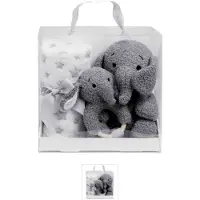 Unique living Kraam Cadeau - Geschenkset knuffel baby, Cadeauset, Babyshower, Zwanger, Geboorte, Giftbox baby surprise 90x75cm elephant