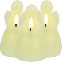 Countryfield LED kaars engel - 3x - creme wit - H14,5 cm - wax kaars op batterijen - kaarsen - kerst thema - kerstkaarsen