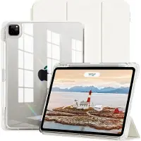 Ntech Hoes geschikt voor iPad Air 13 Inch hoes Smart Wit M3/M2 (2025/2024) - iPad Pro 12.9 6th/5th/4th Gen hoes Smart Case met Harde Doorzichtige Achterkant en Pencil Slot