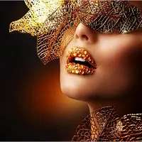 Allernieuwste.nl Canvas Schilderij * Gouden Fashion Vrouw * - Kunst aan je Muur - Modern - Kleur - 60 x 60 cm