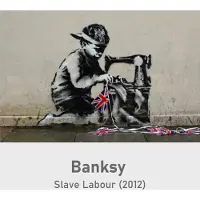 Allernieuwste.nl Canvas Schilderij Banksy Kinderarbeid - Slave Labour - Kunst aan je Muur - Popart Street-Graffiti - 50 x 75 cm