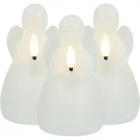 Countryfield LED kaars engel - 3x - wit - H14,5 cm - wax kaars op batterijen - kaarsen - kerst thema - kerstkaarsen