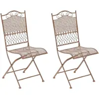 CLP Kiran Set van 2 tuinstoelen - Opvouwbaar - Metalen stoel - Art nouveau - antiek bruin