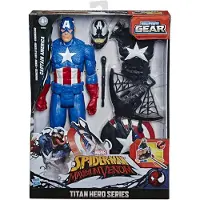 Spider-man Hasbro E8683 Maximum Venom Titan Hero Venom Captain America with Starter Projectile 6 Accessories from 4 Years