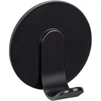 Wenko Turbo-Loc Wandhaak Bivio mat zwart aluminium - Handdoekhaakje zwart - Handdoekhouder - Wandhaak zwart - Plakhaak - Zelfklevend - Zonder boren