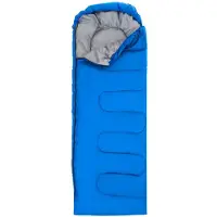 Intirilife Slaapzak geschikt voor 15 - 20 graden gemaakt van Blauw polyester met een afmeting van 210 x 75 cm - Voor comfortabele warme nachten in de lente, herfst en winter
