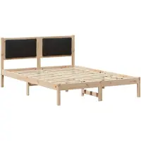 vidaXL Bedframe met hoofdeinde Zwart 135 x 190 cm Massief grenenhout