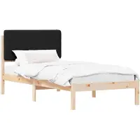 vidaXL Bedframe met Gevoerde Hoofdbord Zwart 80 x 200 cm