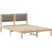 vidaXL Bedframe met hoofdeinde Taupe 140 x 190 cm Massief grenenhout