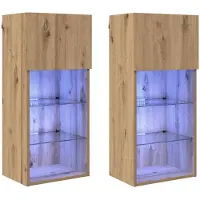 vidaXL Wandkasten voor tv 2 pcs Artisan Eiken Bewerkt hout