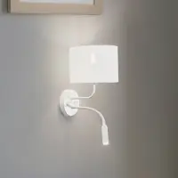 Duolla Wandlamp Roller, wit / opaal, Slaapkamer, Textiel / Stof / Zijde, Wandlamp