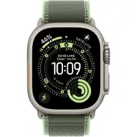 Apple Watch Strap - 49mm - Natural Titanium Finish - Green/Neon - Trail Loop - M/L