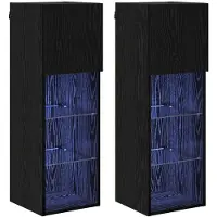 vidaXL Wandkasten voor tv 2 pcs Zwart Eiken Bewerkt hout