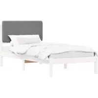 vidaXL Bedframe met Gevoerde Hoofdbord Lichtgrijs 75 x 190 cm