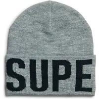 Superdry Gebreide Beanie met Merklogo Silver Grootte: 1SIZE