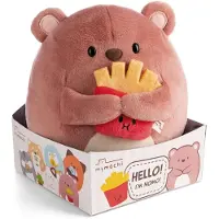 Nici knuffelbeer Nomo 16cm pluche speelgoed met frietjes in geschenkdoos.
