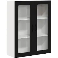 vidaXL Wandglas Kasten PORTO Zwart 80 x 31 x 100 cm Bewerkt hout