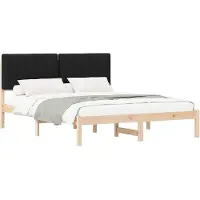 vidaXL Bedframe met gestoffeerd hoofdeinde, zwart, 150 x 200 cm
