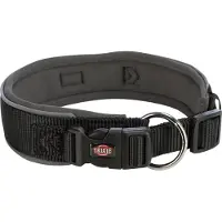 Trixie PREMIUM HALSBAND HOND EXTRA BREED ZWART / GRAFIET GRIJS 46-55X5 CM