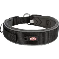 Trixie PREMIUM HALSBAND HOND EXTRA BREED ZWART / GRAFIET GRIJS 53-62X5 CM