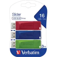 Verbatim Slider - USB-stick 16GB - 3x Multi-color (3 stuks)
