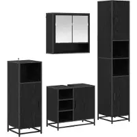 vidaXL Badkamermeubel Set 4 st Zwart Eiken 35 x 37,5 x 188,5 cm