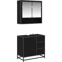 vidaXL Badkamermeubel Set 2 st Zwart Eiken 65 x 33 x 60 cm