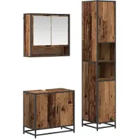 vidaXL Badkamermeubel Set 3 st Oud Hout Bewerkt hout