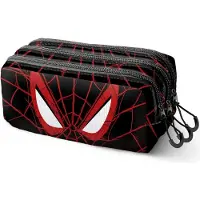 KARACTERMANIA - Marvel - Spiderman Vision - Trick FAN 2.2 - Pennenzak - Potloden Etui met Dubbele Rits - Pennenetui - Zwart