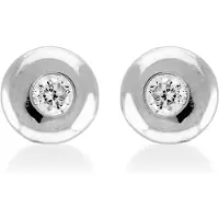 Luxenter oorbellen, 925 sterling zilver en gerhodineerd, glanzende knop met zirkonia