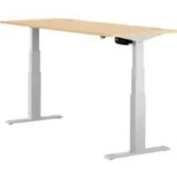 Schäfer Shop ERGO-T bureau, elektrisch in hoogte verstelbaar, rechthoekig, T-poot, B 1600 x D 800 x H 640-1300 mm, ahorn decor/blank aluminium