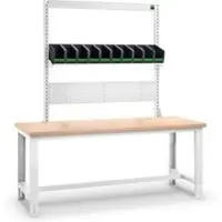 Bott cubio system werkbank, met montageframe, laden, beuken multiplexplaat, tot 800 kg, B 2000 x D 750 mm, lichtgrijs