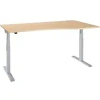 Schäfer Shop Bureau ERGO-T 2.0 - elektrisch in hoogte verstelbaar - vrije vorm aanbouw rechts - B 1800 x H 715-1205 mm - T-voet blank alu - ahorn decor - ons merk