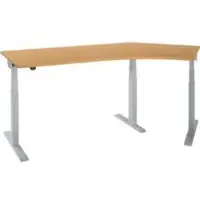 Schäfer Shop ERGO-T 2.0 hoekbureau, elektrisch in hoogte verstelbaar, hoek 135° rechts, T-voet, B 2185 mm, beuken/blank aluminium