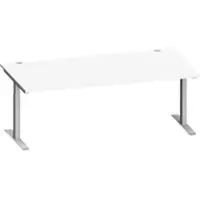 Schäfer Shop bureau MODENA FLEX, rechthoekig, T-poot rechthoekige buis, B 2000 x D 1000 x H 650-850 mm, wit/wit aluminium