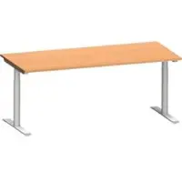 Schäfer Shop MODENA FLEX bureau, T-poot ronde buis, B 1800 x D 800 mm, beuken, wit aluminium