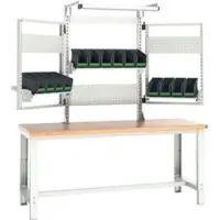 Bott cubio system werkbank, met steun en zwenkraam, licht, beuken multiplex plaat, tot 800 kg, B 2000 x D 750 mm, lichtgrijs