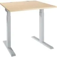 Schäfer Shop ERGO-T 2.0 bureau, vierkant, T-voet, B 800 x D 800 x H 675-895 mm, ahorn/wit aluminium