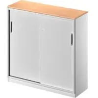 Schäfer Shop Schuifdeurkast TETRIS SOLID, 3 ordnerhoogten, B 1200 x H 1170 mm, middenwand, 19 mm afdekplaat, beuken/blank aluminium