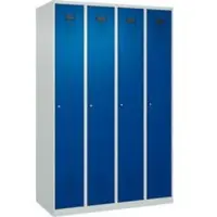 C+P Evolo Plus kledingkast, 4 vakken, rechts scharnierend, cilinderslot, soft-close, B 1200 x D 500 x H 1850 mm, lichtgrijs/gentiaanblauw