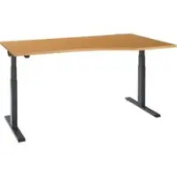 Schäfer Shop Bureau ERGO-T 2.0 - elektrisch in hoogte verstelbaar - vrije vorm aanbouw rechts - B 1800 x H 715-1205 mm - T-voet antraciet - beuken decor - ons merk