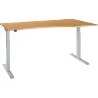 Schäfer Shop Bureau ERGO-T 2.0 - elektrisch in hoogte verstelbaar - vrije vorm aanbouw rechts - B 1800 x H 715-1205 mm - T-voet blank alu - beuken decor - ons merk