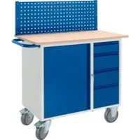 ROLLCART Werkbank met kast, 4 schuifladen en multiwand/geperforeerd paneel