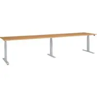Schäfer Shop ERGO-T 2.0 Grote tafel, elektrische hoogteverstelling, rechthoekig, T-voet, B 3600 x D 800 x H 640-1300 mm, beuken/wit aluminium