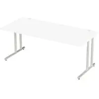 Schäfer Shop Desk COMBITEC, rechthoekig, C-poot, B 2000 x D 1000 x H 677-817 mm, wit/wit aluminium