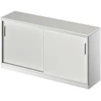 Schäfer Shop Schuifdeurkast TETRIS SOLID, 2 ordnerhoogten, B 1600 mm, incl. 19 mm afdekplaat, lichtgrijs/blank aluminium