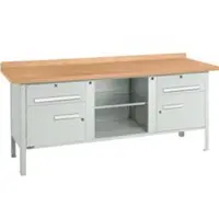 Schäfer Shop Werkbank PW 200-0 - beuken multiplex blad - tot 750 kg - B 2000 x D 700 x H 840 mm - lichtgrijs - ons merk